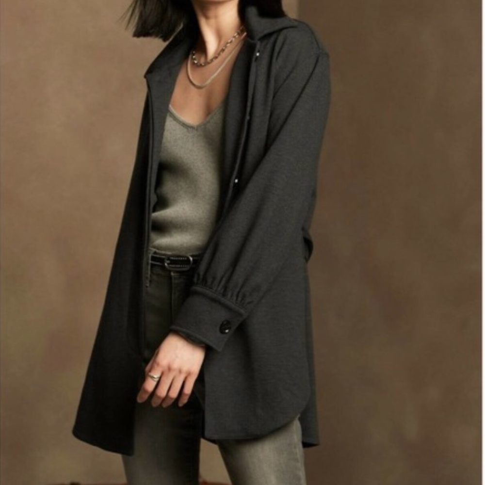 Banana Republic Twill Tie-Waist Knit Jacket